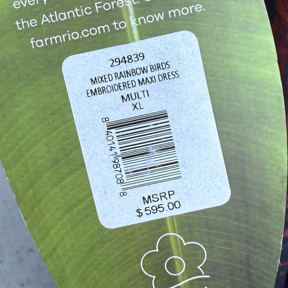 NWT Farm Rio mixed rainbow bird embroidered long sleeve dress Size XL - Picture 9 of 17